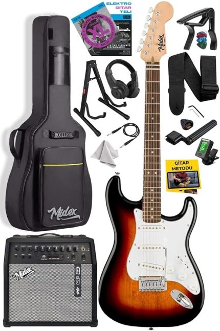 RPH-30SB-50AMP Gül Klavye SSS 50W Amfili Elektro Gitar Seti