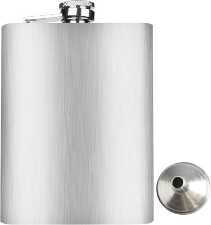 8 Oz 235 cc Cep Tipi Vidalı Kapak Çelik Konyak Viski İçki Matarası (Huni Dahil)