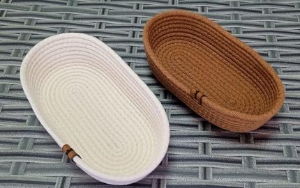 EV BANYO OVAL HASIR SEPET KREM&KAHVE JÜT KORDON İP ÖRME DİKİŞ ÇOK AMAÇLI HAVLU DÜZENLEYİCİ ORGANİZER
