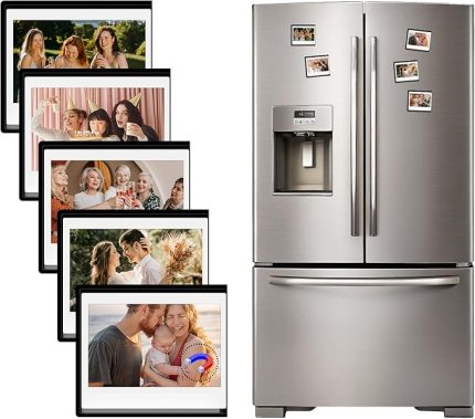 Instax Geniş Film için 5 Paket Manyetik Fotoğraf Çerçevesi, Polaroid Fotoğraf için 8,9 x 10,8 cm Buzdolabı Fotoğraf Ekranı, Instax Wide 400/300/210 için, Polaroid Now/600/OneStep+ için - Siyah