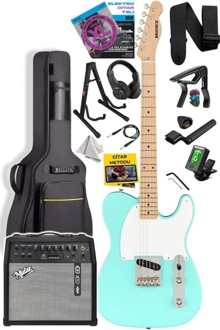 TLX-50GR-50AMP Tele Kasa Maple Klavye 2 Single-Coil 50W Amfili Elektro Gitar