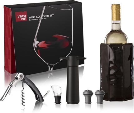 Vin Experience 6 parçalı şarap seti, şarap pompası, şarap boşaltıcı, garson bıçağı, yedek tıpa, 68897606, siyah