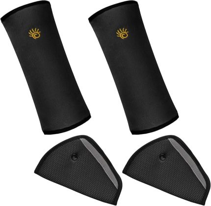 Kemeri Kılıfı Pedi ve Çocuk Emniyet Kemeri Minderi, 4'lü Paket Araba Seyahat Üçgeni Konfor Pedi ve Yastık, Araba Omuz Askısı Koltuk Kayışı Koruyucu Kısa Yetişkin Bebek Çocuk için Baş Boyun