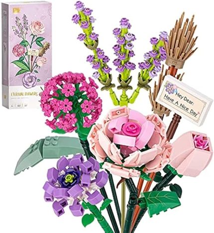 Buketi Yapı Seti, Yapay Gül Çiçekleri Yapı Taşları, Kendin Yap Benzersiz Dekorasyon Ev, Botanik Koleksiyonu (547 ADET (Lavanta/Gül/Ortanca/Kamelya))