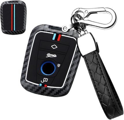Akıllı araba anahtarı kılıfı, BMW i3 i3s i8 serisi için uygun, karbon fiber desenli, çinko alaşımı, anahtar kılıfı, koruyucu kılıf, anahtar kılıfı, uzaktan kumanda, anahtarlık, kırmızı, mavi
