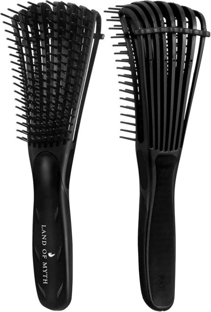 OF MYTH - LOM1193 Yeni Nesil Dolaşık Saç Açma Tarama Fırçası, Ahtapot Dizayn, Esnek Dişler, Kıvırcık Saç Tarağı (Siyah)