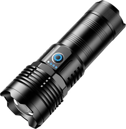 El feneri, LED, şarj edilebilir, 400000 lümen, son derece parlak el feneri, IPX6, su geçirmez, 5 ışık modu, kamp, yürüyüş, acil durumlar için (büyük kapasiteli 6000 mAh pil)