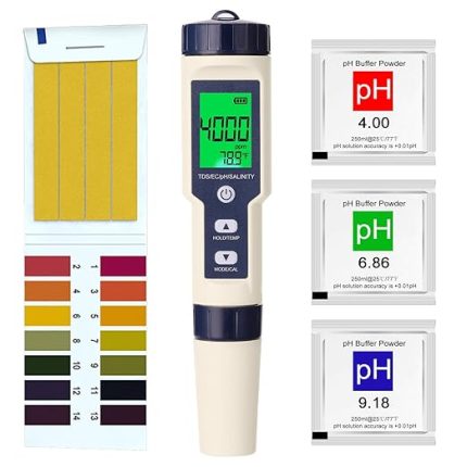 5'i 1 Arada Profesyonel Çok Parametreli Combo Test Ölçer PH/EC/TDS/Tuzluluk/Termo Dijital Çok Fonksiyonlu Test Cihazı Su Kalitesi Test Cihazı Arkadan Aydınlatmalı