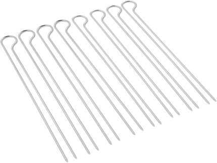 Çift şiş seti (30 cm uzunluğunda), 8 adet, karides, sebze veya et sabitlemek için ideal, ızgara yapılan yiyecekleri kolayca çevirin, bulaşık makinesinde yıkanabilir - gümüş (6320)