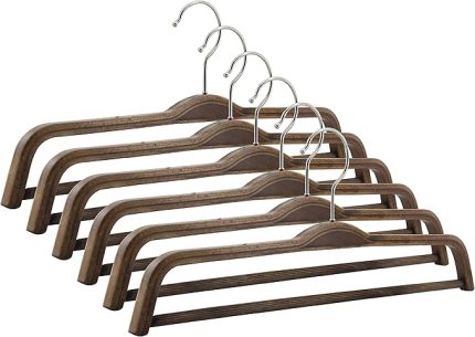 Ahşap Barlı Pantolon Askısı Ceviz Renk 6 Adet