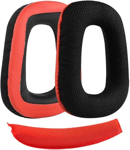 uyumlu G930 G430 F450 G432 G431 G332 G231 G230 ile uyumlu Kulaklık Pedi Seti Kulaklık Süngeri ve Kafa Bandı kulaklık süngeri yastığı (Siyah - Kırmızı Kumaş Sünger + Kırmızı Kafa Bandı)