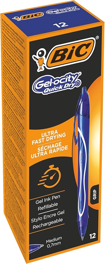 Gel-ocity Quick Dry Hizli Kuruyan Jel Kalem 12'li Kutu Mavi, 0.7 mm Orta Kalınlıkta Uç, Hızlıca Kuruyan Jel Mürekkep