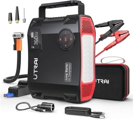 Jstar 5 24000mAh 2000A Jump Starter + Lastik Şişirme Pompası Taşınabilir Akü Takviye Cihazı (Çanta + LCD Ekran + Powerbank + Led Lamba)