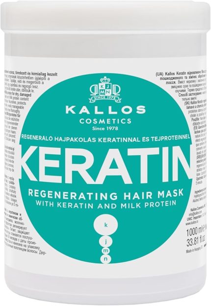 Kallos Kjmn krem saç maskesi, keratinli ve süt proteinli, kırılgan saçlar için, 1,07 kg…