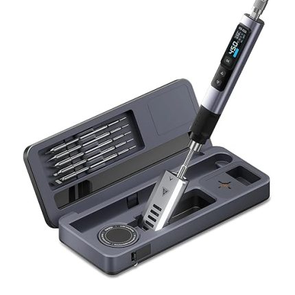 Adjustable Temperature Soldering Iron DC 20V 100-450℃ Welding Solder Rework Station PD 100W Portable Repair Tool with Portable Soldering Toolbox (HS-02A-6Tips set1)