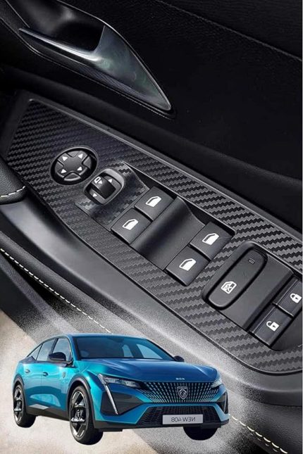 Design Peugeot 408 ile Uyumlu İç Trim Folyo Kaplama Set Mat Karbon Siyah