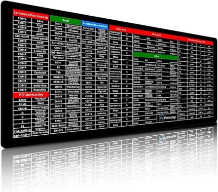 Süper Kalite 90x40 Büyük Boy XXL Mouse Pad Kauçuk Alt Taban, Yumuşak Kumaş Oyuncu MousePad, Bilgisayar ve Dizüstü Bilgisayar Uyumlu 90 40 Mouse Pad (Kısayollar Desenli)