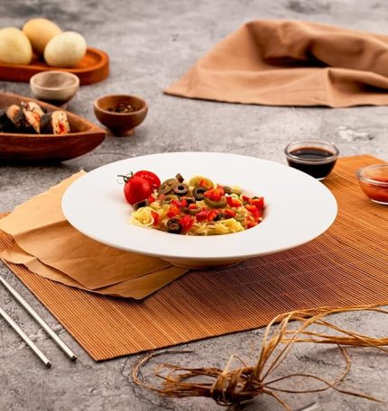 Ahşap Chopstick Ve Noodle Makarna Tabağı Set Beyaz