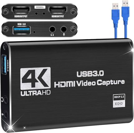 Video Capture Card 4K 1080P 60FPS, Oyun Capture Card USB 3.0 Video için, Ekran Yakalama Cihazı ile/PC/OBS/DSLR/Kamera ile Çalışır