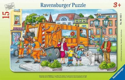 61624 Çöp Toplama Kamyonu Çocuk Puzzle, 15 Parça