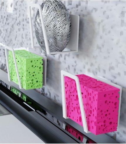 Beyaz Paslanmaz Çelik Mutfak Banyo Sünger& Bulaşık Teli &Sabun Tutucu 3 Adet MT40B