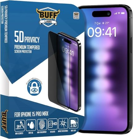 LABS iPhone 15 Pro Max ile Uyumlu 5D Privacy Hayalet Ekran Koruyucu