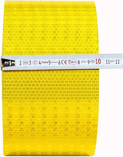 5 Metre Reflektörlü Reflektif Fosforlu Şerit Bant Reflekte İkaz Bandı 10 Cm Sarı - Görsel 2