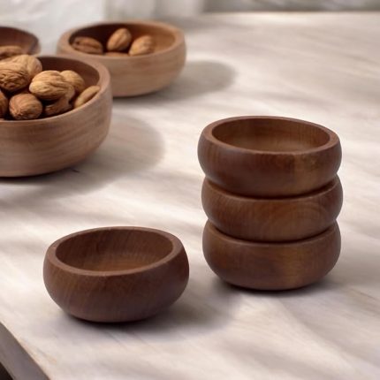 4'lü Yuvarlak Ahşap Kayın Çerezlik, Sunum Kasesi, Zeytinlik ve Kahvaltı Sunumluk