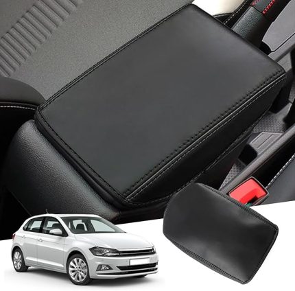 V-W Polo MK6 Taigo/Seat Ibiza 5 6F/Seat Arona 2018-2024 2025 kolçak kılıfları, orta kol dayanağı kılıfı, yastık orta konsol kolçak döşeme koruması, poliüretan mikrofiber deri (siyah)