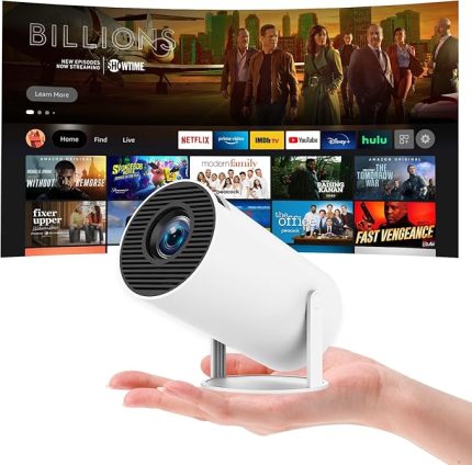 Projektör 4K Taşınabilir Projektör Video Projektörü WiFi 6 Android 11 Retroprojector 1080P Full HD TELEFON PC Lap HDMI Ev Sineması 180° Döndürme (HY300PRO)
