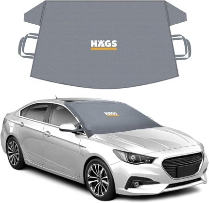 Buz ve Kar Önleyici Araç Ön Cam Örtüsü Brandası | Ağır Hizmet Tipi 600D Oxford Kumaş | Arabalar, SUV`lar, Kamyonetler İçin Oto Ön Cam Koruyucu Güneşlik | Don Örtüsü (178x106cm) L - Gri