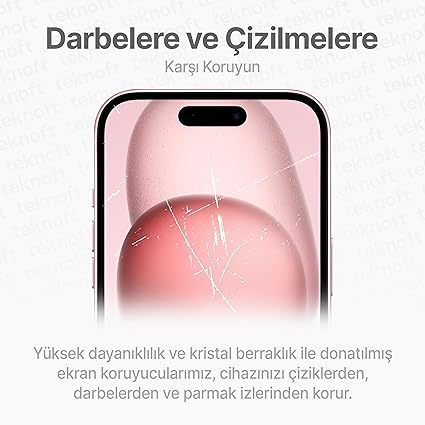 iPhone 15 İçin Kolay Kurulum Kitli Takılırken Camın Altında Kesinlikle Toz Bırakmayan Ekstra Güçlendirilmiş Tam Koruma Sağlayan Pürüzsüz Lazer Kesim Premium Ekran Koruyucu Kırılmaz Cam - Görsel 2