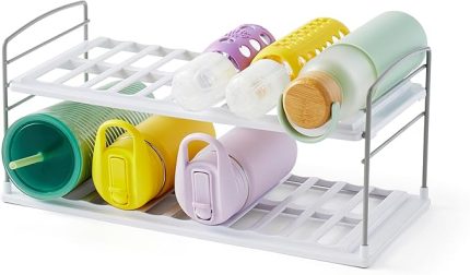 UpSpace Şişeler İçin Dolap Düzenleyici, Ayarlanabilir, 2 Raflı, Beyaz