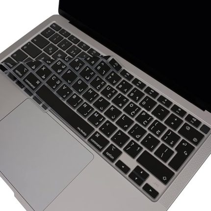 Arapça Klavye Koruyucu Macbook Air M1 13inç (TouchID'li Air) A2337 A2179 UK Enter ile Uyumlu Siyah