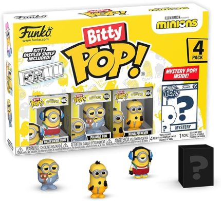 Bitty Pop! Minions - Roller Skating Stuart 4PK - Roller Skating Stuart, Pajama Bob, Kung Fu Kevin ve bir sürpriz mini figür - 0,9 inç (2,2 cm) - Minions 2 koleksiyon parçası