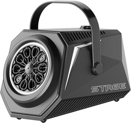 10 Delikli Lambalı Baloncuk Makinesi Taşınabilir Baloncuk Makinesi Doğum Günü Açık Hava Düğün Noel Partisi Sahne Tek Tıkla Başlatma Saplı Elektrikli Baloncuk Üfleme Makinesi 4 * AA Pil ile çal