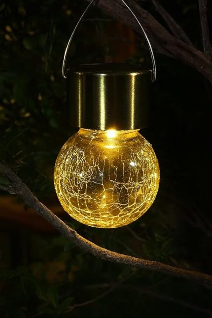 Solar Bahçe Lambası, Kırık Cam Desenli Kristal Top, Sarı Işık, 200 mAh, Güneş Enerjisi İle Şarj Olur, Bahçe, Ev, Etkinlik Dekorasyon, IP44 Suya Dayanıklı, 042 (1 Adet)
