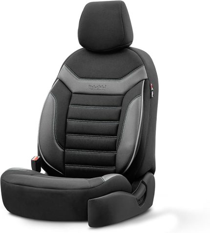 Design Ortopedik Özel Tasarım Oto Koltuk Kılıfı Tam Set (Siyah-Gri)