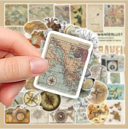 Vintage Travel Map Stickers Set, Seyahat Sticker Seti Laptop Notebook Tablet Sticker Seti