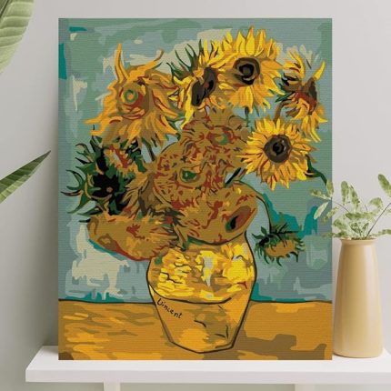 Hobi Sanat Sayılarla Boyama Tuval Seti Fırça Boya Dahil (Çıtalı) 40x50 CM - Ayçiçekleri