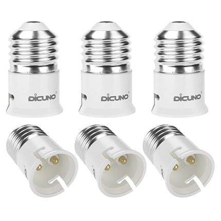E27 - B22 Soket Dönüştürücü - LED, Akkor ve CFL Ampüller için Bayonet Adaptörüne (ES'den BC'ye) Vidalı (6 Paket)