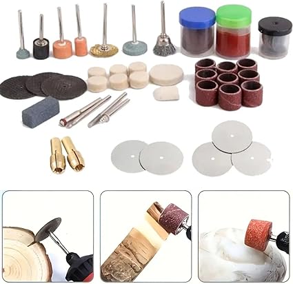 112 Parça Taşlama Fırçalama Polisaj Gravür Zımpara Cilalama Seti Takımı Matkap Ucu Ahşap Metal Çelik Mermer - Görsel 2