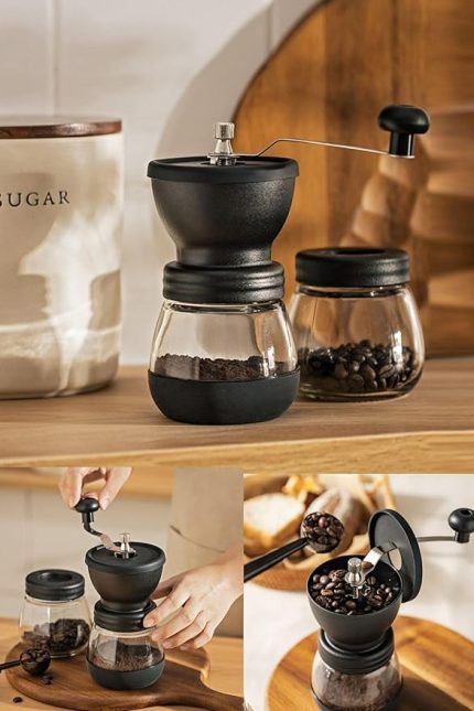 Matera Coffe Grinder Seramik Öğütücülü Cam Kahve Değirmeni Öğütücüsü