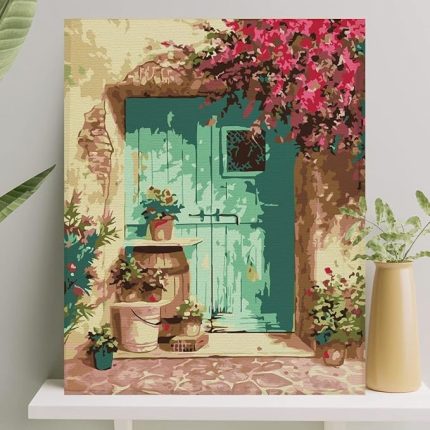 Hobi Sanat Sayılarla Boyama Tuval Seti Fırça Boya Dahil (Çıtalı) 40x50 CM - Yeşil Kapı