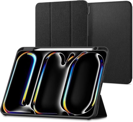iPad Pro 11" (2025/2024) ile Uyumlu Kılıf Urban Fit Örgü Kumaş Siyah Kapak - ACS07020 (Spigen TR Garantili)
