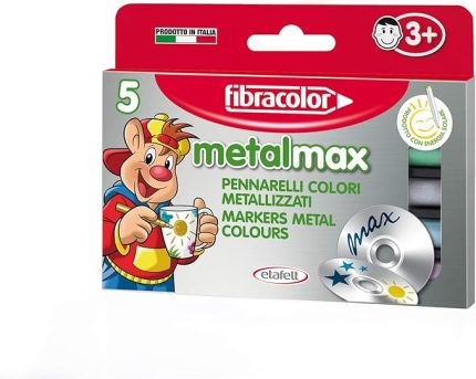 Metal Max Paket 5 büyük keçeli kalem, metal mürekkepli