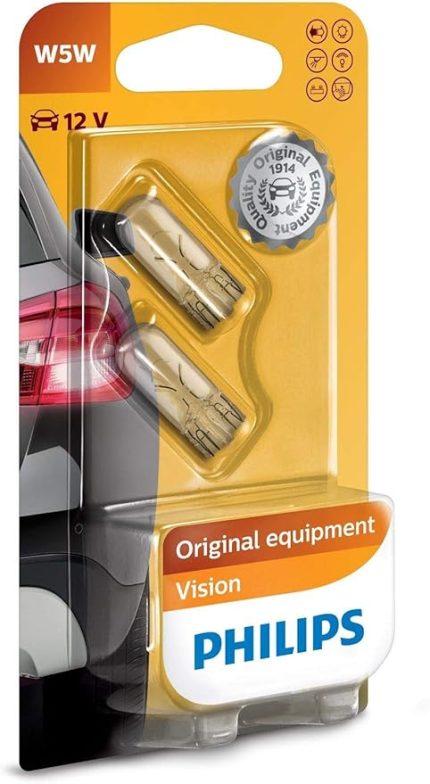 T10 W5W Vision Park ve İç Mekan Ampulü, 12V, 2'li Paket, Orijinal Sarı Renk 12961B2