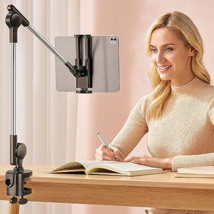 Profesyonel Kullanım İçin Tablet Tutucu Ofis ve Ev İçin Profesyonel Tablet Standı – 12.9” Kadar Uyumlu, Ayarlanabilir Kol ve Dönüş Açısı, ZM-050