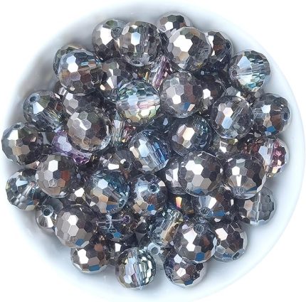 100 adet renkli kristal cam boncuklar yuvarlak 10 mm cam boncuk takı yapımı bilezik küpe kolye yetişkin boncuk DIY el işi projeleri noel süsü doğum günü hediyeleri (Siyah)