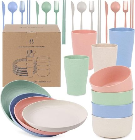 Kamp yemek takımı, 4 kişilik yemek takımı, plastik kamp yemek takımı, piknik takımı, plastik tabak seti, kase, bardak, çatal bıçak takımı